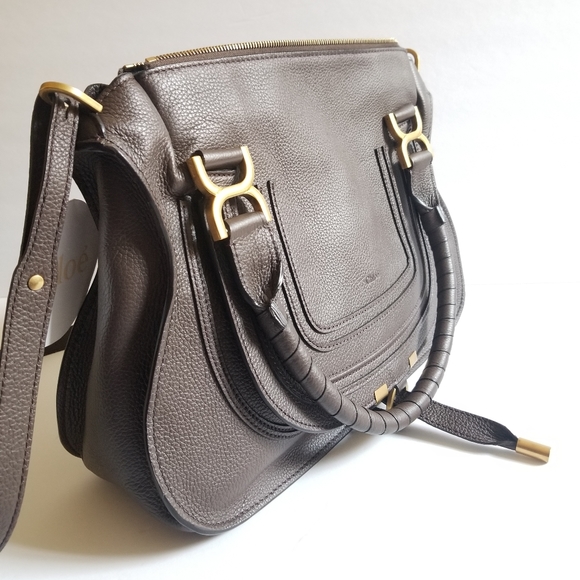 Chloe Medium Marcie Leather Satchel Bold Brown - Picture 6 of 12